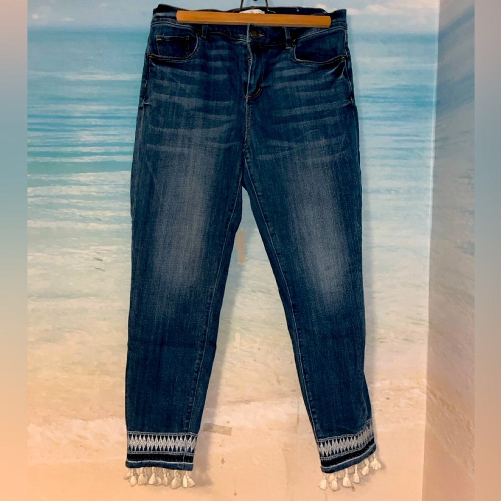 The Loft Modern Skinny Boho Fringed Jeans